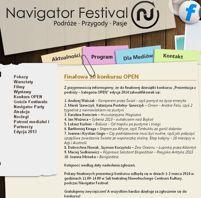 Wystąpię po raz drugi w konkursie OPEN na Festiwalu Navigator